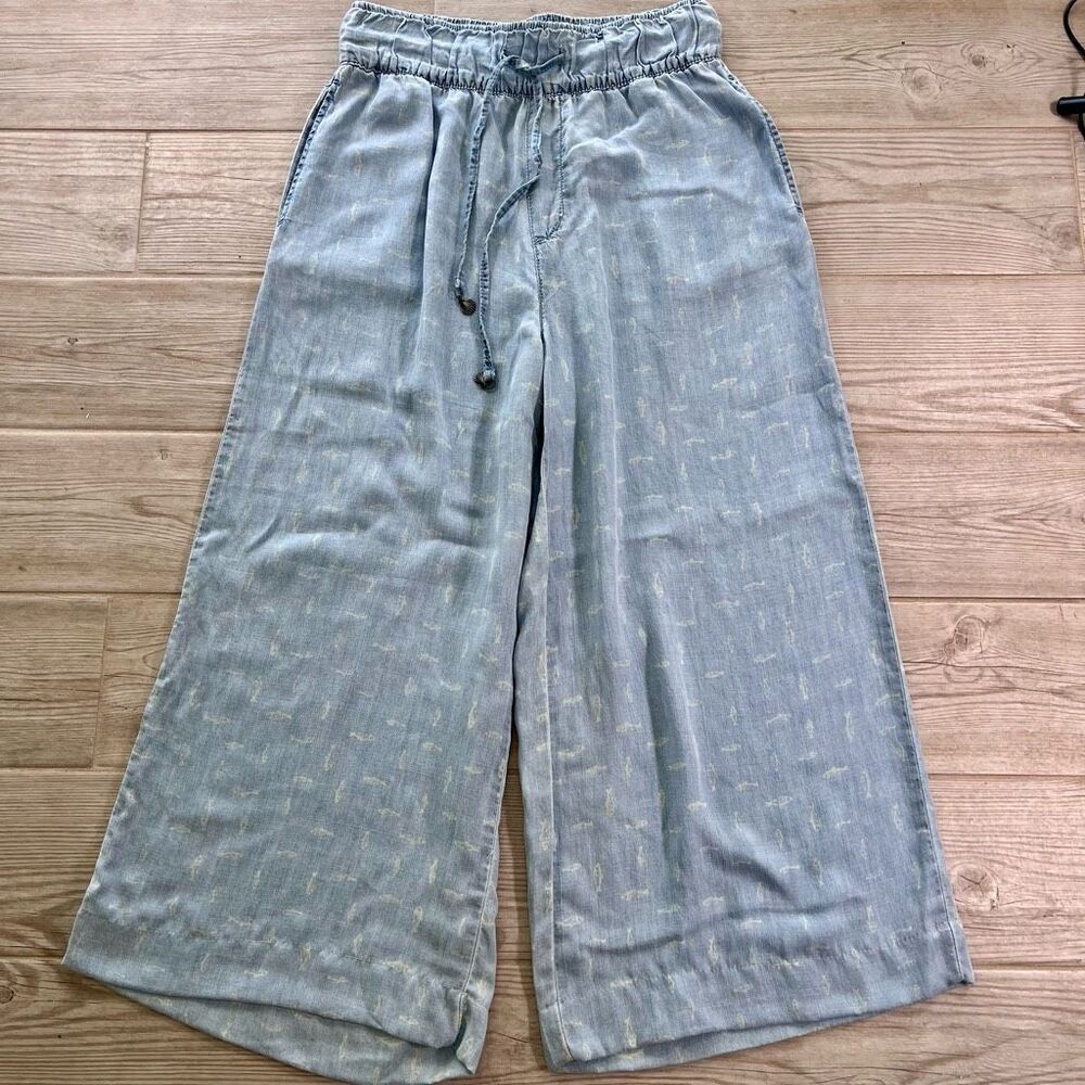 Marfinno Womens Light Blue Drawstring Wide Leg Pants Size‎ Medium